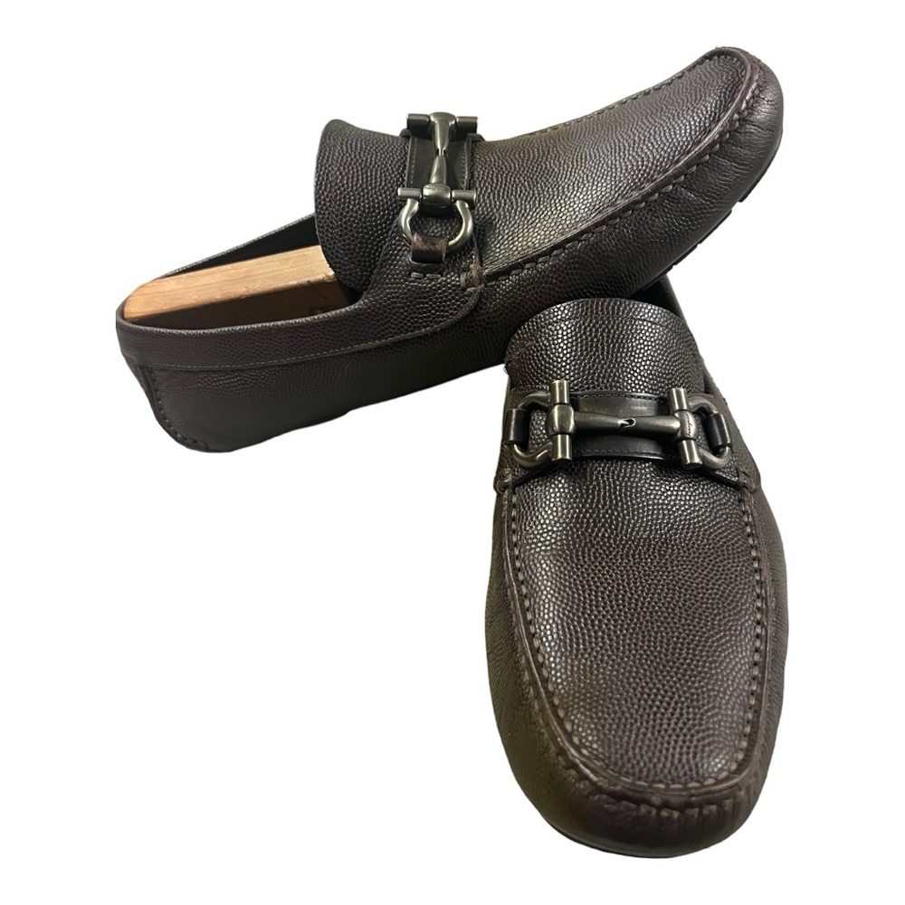 Salvatore Ferragamo Brown Leather Bits Mens Loafers Size 10